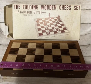 VTG Staunton Style Folding 3185 Chess Set Taiwan Foam Interior w/Original Box - Picture 1 of 10