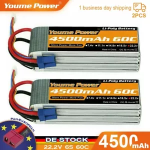 2X 22,2V 4500mAh 6S 60C Lipo Akku Batterie EC5 für RC Hubschrauber Quad AutoLKW - Bild 1 von 6