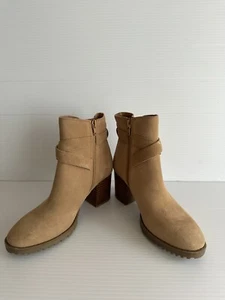 BLONDO TAMZIN WATERPROOF CAMEL BOOTIES ANKLE BUCKLE 5.5 Suede - Picture 1 of 7