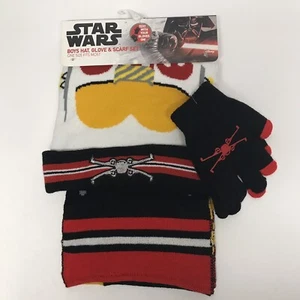 Star Wars Boys Hat Glove & Scarf 3 Pc. Set NEW.One Size.Size 6/8/10/12/14.Trend. - Picture 1 of 5