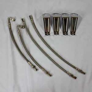 Juego de 4 extensiones de vástago de válvula de neumático plateadas de 10"/13" con tapas y soporte de montaje - Imagen 1 de 7