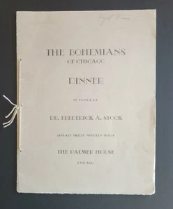 1930 invitación Palmer House firmada por Charles Hackett-Giacomo Rimini-Rosa Raisa - Imagen 1 de 12