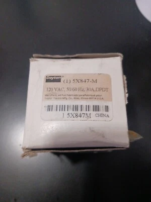 DAYTON DPDT POWER RELAY 5X847M 50/60 Hz. 30 Amp DPDT 120VAC COIL New in box - Image 1 of 4