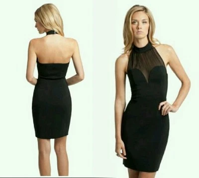 NWT Guess by Marciano black Shauna Mesh with rhinestones buttons Dress size 0 — 第 1/3 张图片