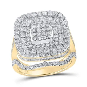 10K Yellow Gold Baguette Diamond Split Shank Big Square Cocktail Ring 2.75 CT - Picture 1 of 1