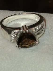 Woman's Silver 925* Brown solitare..genuine oval stone..Beautiful sz 7 - Picture 1 of 11