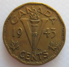 1943 CANADA 5¢ KING GEORGE VI VICTORY TOMBAC NICKEL COIN