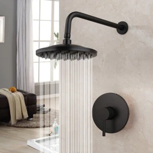Sistema de ducha de lluvia de 8"" negro mezclador válvula de control grifo montaje en pared - Imagen 1 de 10