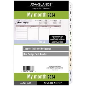 AT-A-GLANCE 2024 Monthly Planner Refill, 5-1/2" x 8-1/2", Desk Size, Loose-Leaf, - Picture 1 of 9