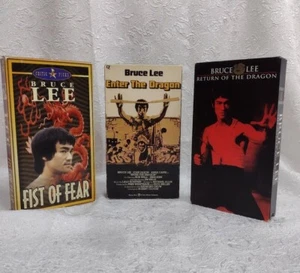 3 Bruce Lee VHS Enter the Dragon Return of the Dragon(Chuck Norris) Fist of Fear - Picture 1 of 2