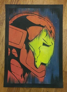 Michael Latimer Hand Spray Painted Super Hero Fe Iron Man /20 2012 12x16 - Picture 1 of 2
