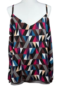 Torrid Sophie Größe 2 Swing Chiffon Damen V-Ausschnitt Tanktop Cami Geometrisches Lagenlook - Bild 1 von 10