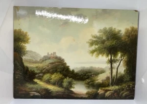 Antique Oil On Board W. Gavin Riverside Village Scene 16x11” - Picture 1 of 18