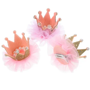 3 Pcs Pearl Crown Hairpin Baby Girl Child Accessory Kids Accessories Clips - Imagen 1 de 12