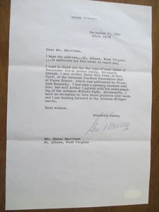 Gene Tunney Signed Typed Letter W/ JFK Content Includes Envelope JSA - Picture 1 of 5