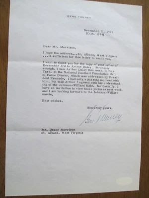 Gene Tunney Heavyweight Champ Signed  Letter W/ JFK Content Incl. Envelope JSA - Image 1 of 4