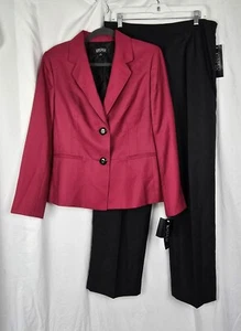 NWT Kasper House Of Style Cherry/Black 2pc Career Formal Pants Suit Set sz 12 - Picture 1 of 7