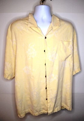 CAMISA HAWAIANA JAMMAICA JAXX AMARILLA CON BLANCA FLORAL TALLA XXL 100% SEDA Foto 1 de 3