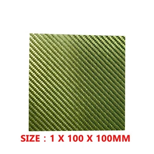 Yellow Green Real Carbon Fiber Gloss Sheet Panel Plate Plain 1mm x 100mm x 100mm - Picture 1 of 1