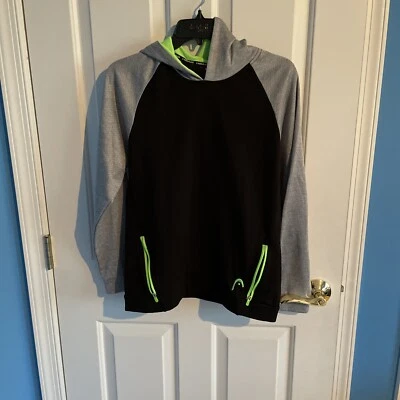 Boys Youth Size 14/16 Head Long Sleeve Hooded Sweatshirt Gently Used Black/Gray - Image 1 of 3