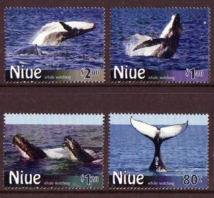 JUEGO DE 4 BALLENAS NIUE NUEVA ZELAND 2010 SIN MONTAR COMO NUEVO - Imagen 1 de 1