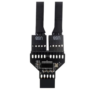 USB2.0 9Pin Header Splitter Mainboard 1 To 2 Extension Adapter USB HUB Connector - Afbeelding 1 van 11