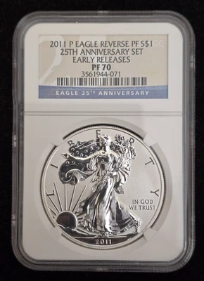 American Eagle 2011-P de plata a prueba inversa $1 - NGC PF70 - 25th ER Philadelphia Foto 1 de 2