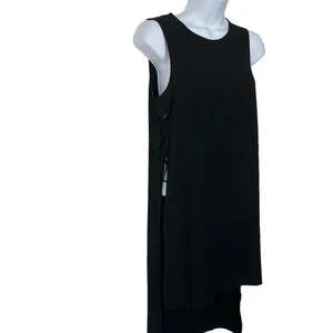 ASOS Black High Low Rib Tie Slip Dress Size 2 - Picture 1 of 6