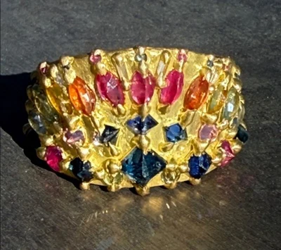 Polly Wales Gold/Sapphire Ring. New in box! - Image 1 of 4