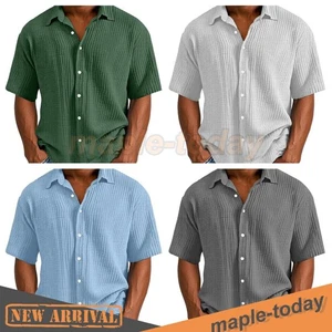 Herren Kurzarm Blusehemd Hemden Shirts Freizeit T-Shirt Tops Hemdshirts Tops - Picture 1 of 12