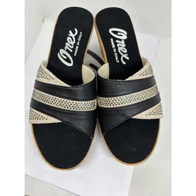 Sandalia de cuero con cuña de corcho blanco Finest by Onex Hecha en ITALIA 6 pedrería nueva con etiquetas Foto 1 de 4