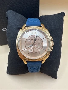 EUC Coach Boyfriend Damenuhr 34 mm Quarz blaues Armband - Bild 1 von 5