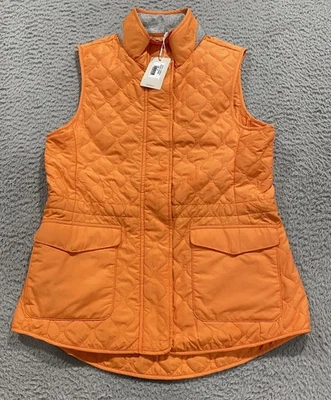 Chaleco Acolchado Peter Millar Mujer Medio Naranja Puffer Cremallera Frontal Día de Trabajo Logo Foto 1 de 4