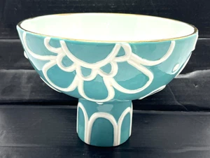 JILL ROSENWALD Magenta Blue Swirl Embossed fruit Bowl Table centerpiece - Picture 1 of 9