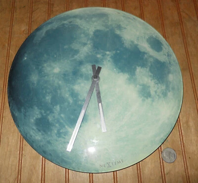 NEXTIME Full Moon Glass Lunar 12" Wall Quartz Clock Works as is - Image 1 of 4