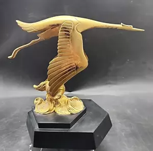 1987 FRANKLIN MINT HISPANO SUIZA 24K Gold Plated Bronze Hood Ornament Statue - Picture 1 of 16