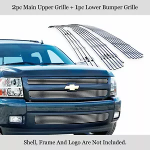 Combo de inserto de parrilla de billete cromado 2007-2013 para Chevy Silverado 1500 - Imagen 1 de 7