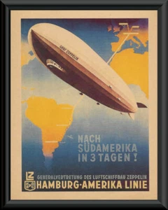Póster rígido de aeronave Zeppelin reimpreso en papel original del período 1930 *260 - Imagen 1 de 1