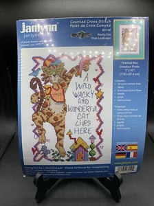 Janlynn Crazy Cat verrückte Katze Kreuzstich-Set 7”x 10” versiegelt neu USA 2001 Vintage - Bild 1 von 3