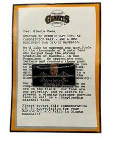 SF Giants Baseball Gedenk Pin Eröffnungstag Kerzenständer 1993 neuwertig - Bild 1 von 4
