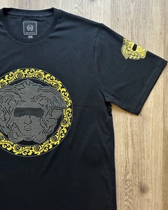 Men’s Black T-shirt Rhinestone Size 2XL 100% Cotton Medusa Head - Picture 1 of 5
