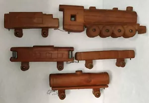 5 Vintage Wooden Toy Train 6¾"- 10¾" Long Hand Made Locomotive - Picture 1 of 16
