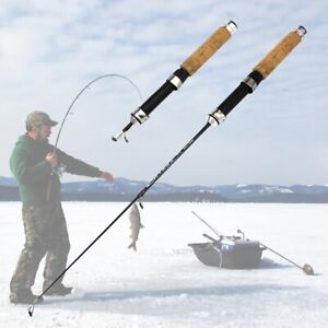 24" Mini Spinning Ice Fishing Rod Sea Pole Winter Carbon Portable Retractable S