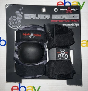 NEW Triple eight Saver Series 2-Pack Pad Set MD Unisex Charcoal Camo-Wrist/Elbow - Picture 1 of 3