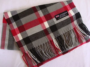 100% Cachemira Bufanda de Invierno Bufanda Escocia Cálida a Cuadros Gris Rojo Envolvente Chal NUEVO - Imagen 1 de 4