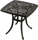 Outdoor Cast Aluminum Side Table End For Patio, Backyard, Pool, Bronze 