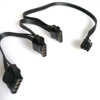 6P To 3 Molex IDE 4P Power Cable For CORSAIR ATX PSU RM1000X RM750X 850X Module - Image 1 of 3