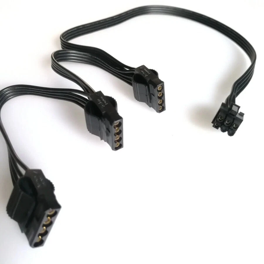 6P To 3 Molex IDE 4P Power Cable For CORSAIR ATX PSU RM1000X RM750X 850X Module - Image 1 of 3