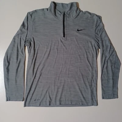 Nike Dri-Fit Running Gray Pull Over 1/4 Zip Neck Athletic Shirt Sz Med - Image 1 of 4