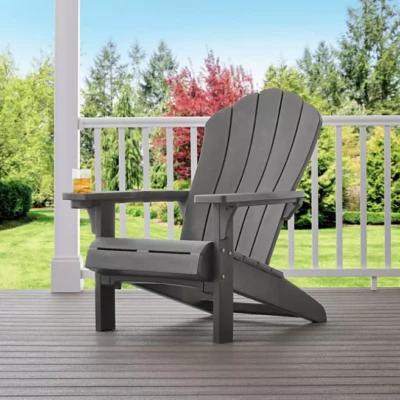 Silla Adirondack Resina Muebles Exterior GRIS Portavasos Impermeable Jardín  Foto 1 de 4